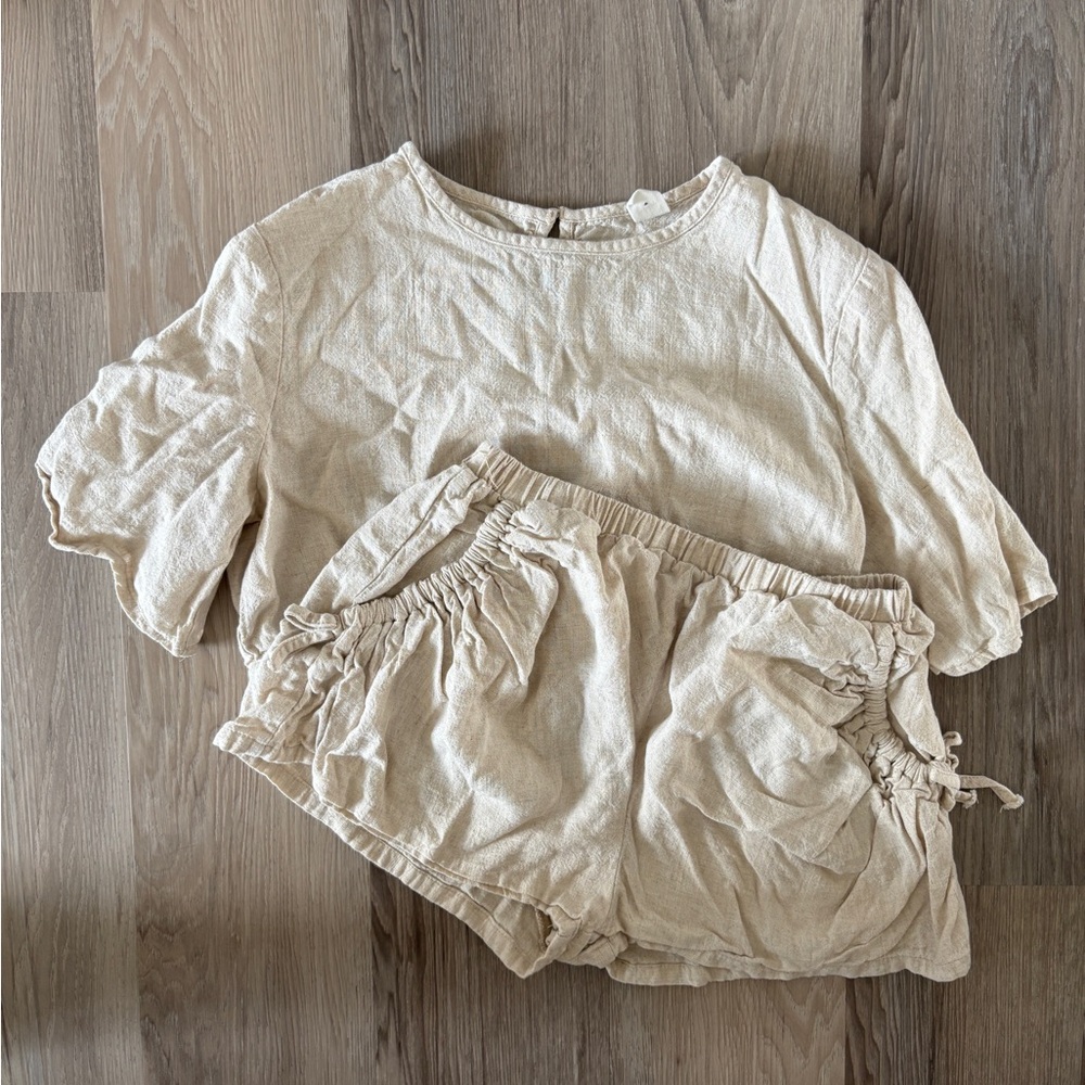 Shein Kids Linen Short/Crop Top Set